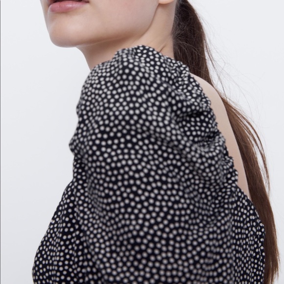 ZARA DRAPED POLKA DOT DRESS TRF - Picture 3 of 16